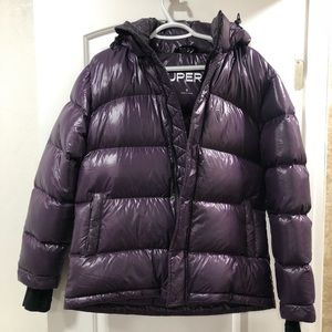 Aritzia tna super puff in a deep purple/plum colour size sm